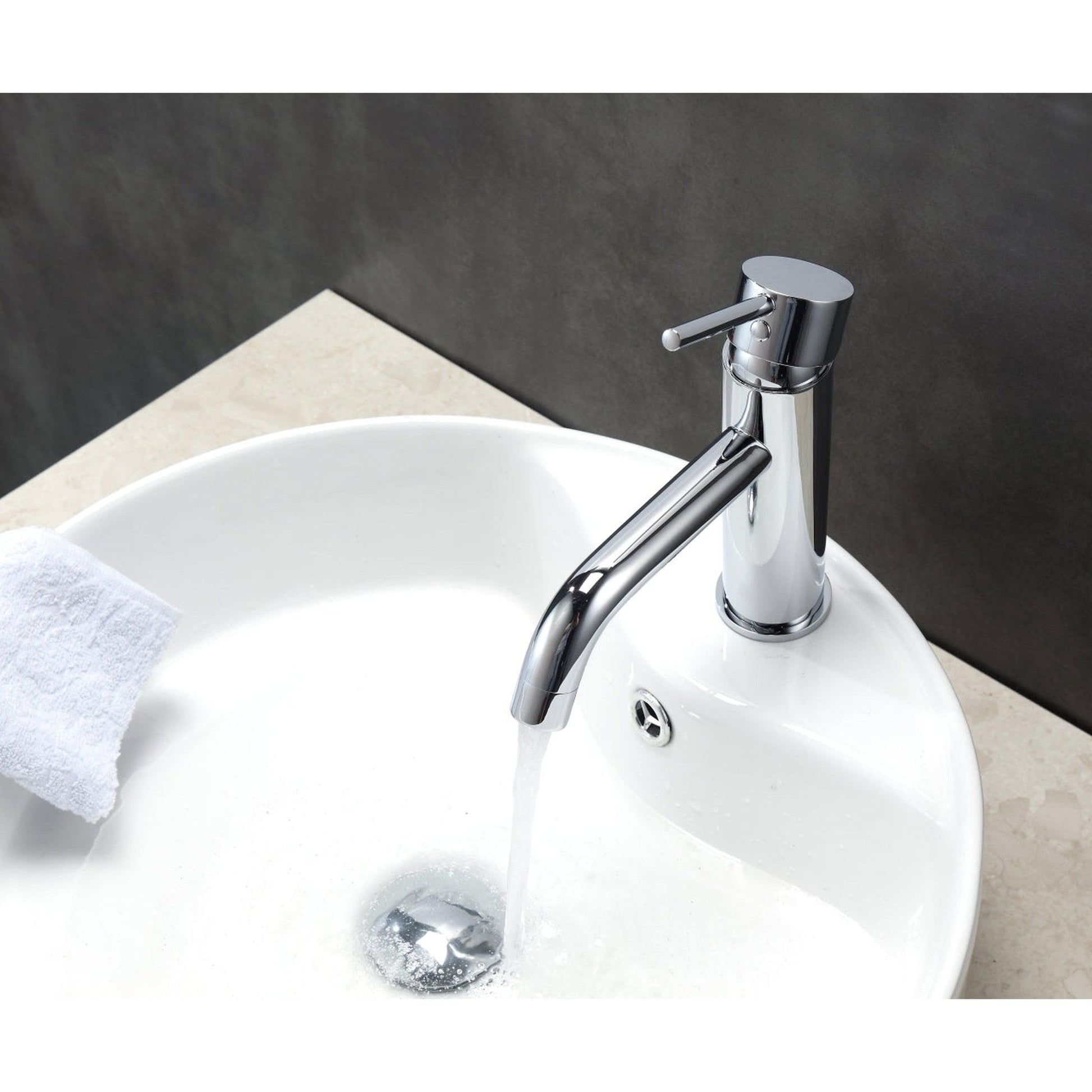 KubeBath Aqua Rondo 8" Single Hole Polished Chrome Mount Bathroom Faucet