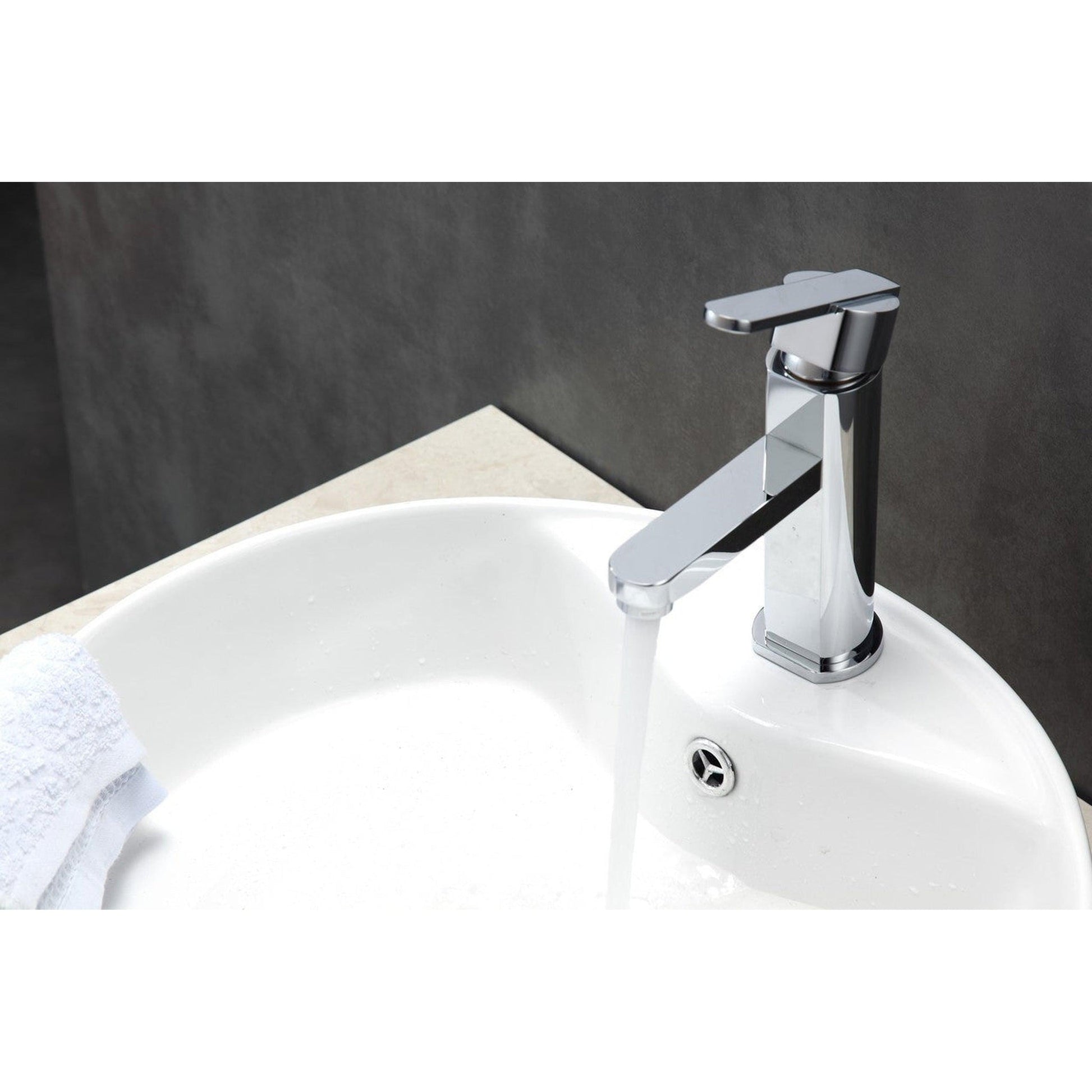 KubeBath Aqua Roundo 7" Single Hole Polished Chrome Mount Bathroom Faucet