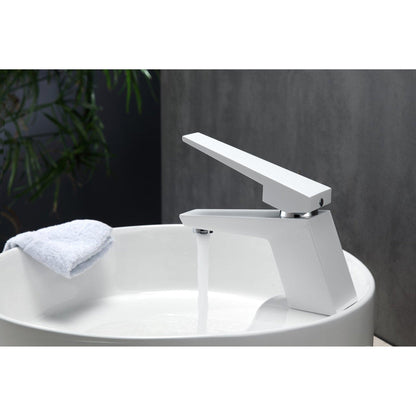 KubeBath Aqua Siza 5" Single Hole Matte White Modern Bathroom Faucet