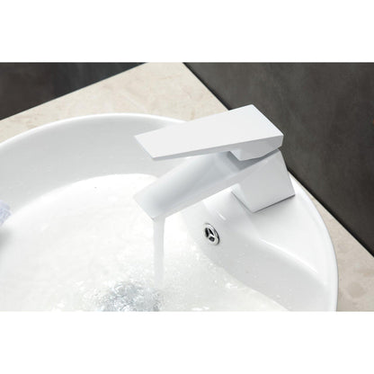 KubeBath Aqua Siza 5" Single Hole Matte White Modern Bathroom Faucet