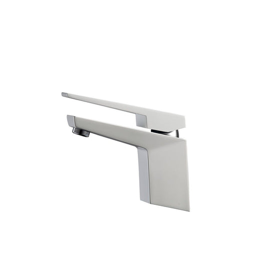 KubeBath Aqua Siza 5" Single Hole Matte White Modern Bathroom Faucet