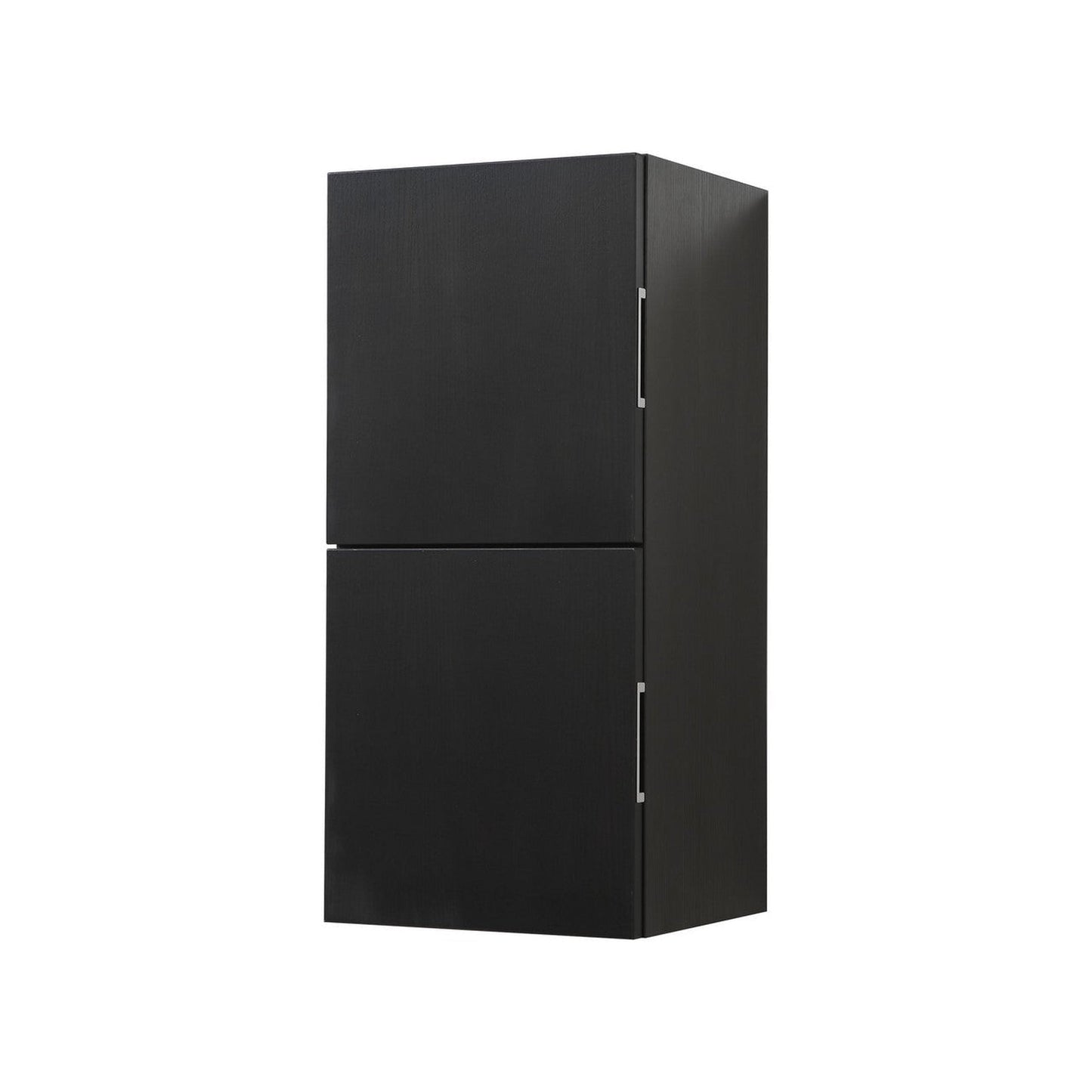 KubeBath Bliss 12" x 28" Black High Linen Wooden Side Cabinet With Two Storage Areas