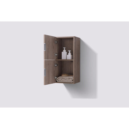KubeBath Bliss 12"x 28" Butternut Wood Veneer Linen Side Cabinet With Two Storage Areas