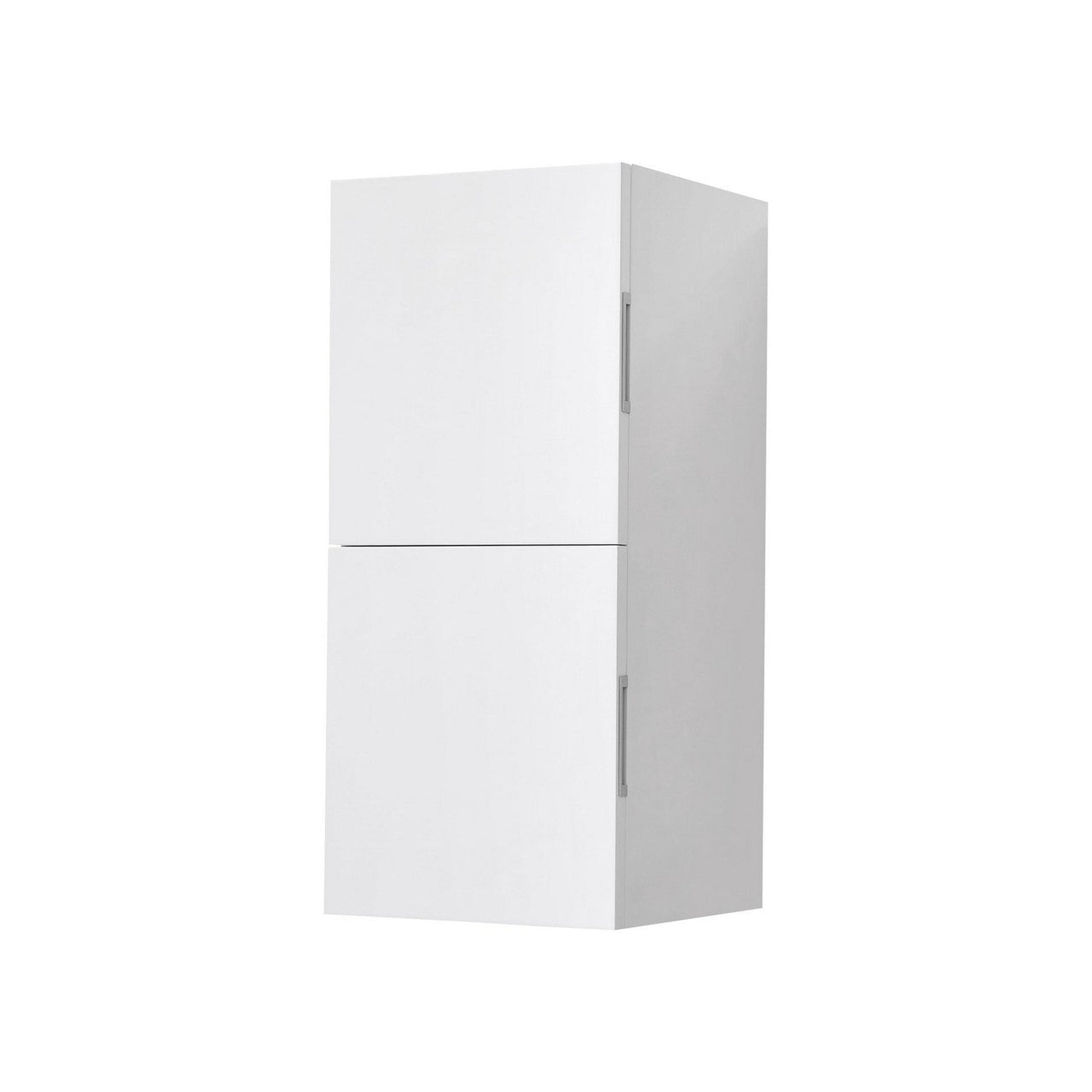 KubeBath Bliss 12"x 28" Gloss White Acrylic Veneer High Linen Side Cabinet With Two Storage Areas