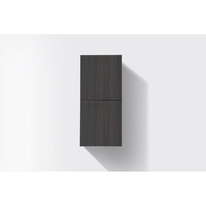 KubeBath Bliss 12"x 28" Gray Oak Wood Veneer Linen Side Cabinet With Two Storage Areas
