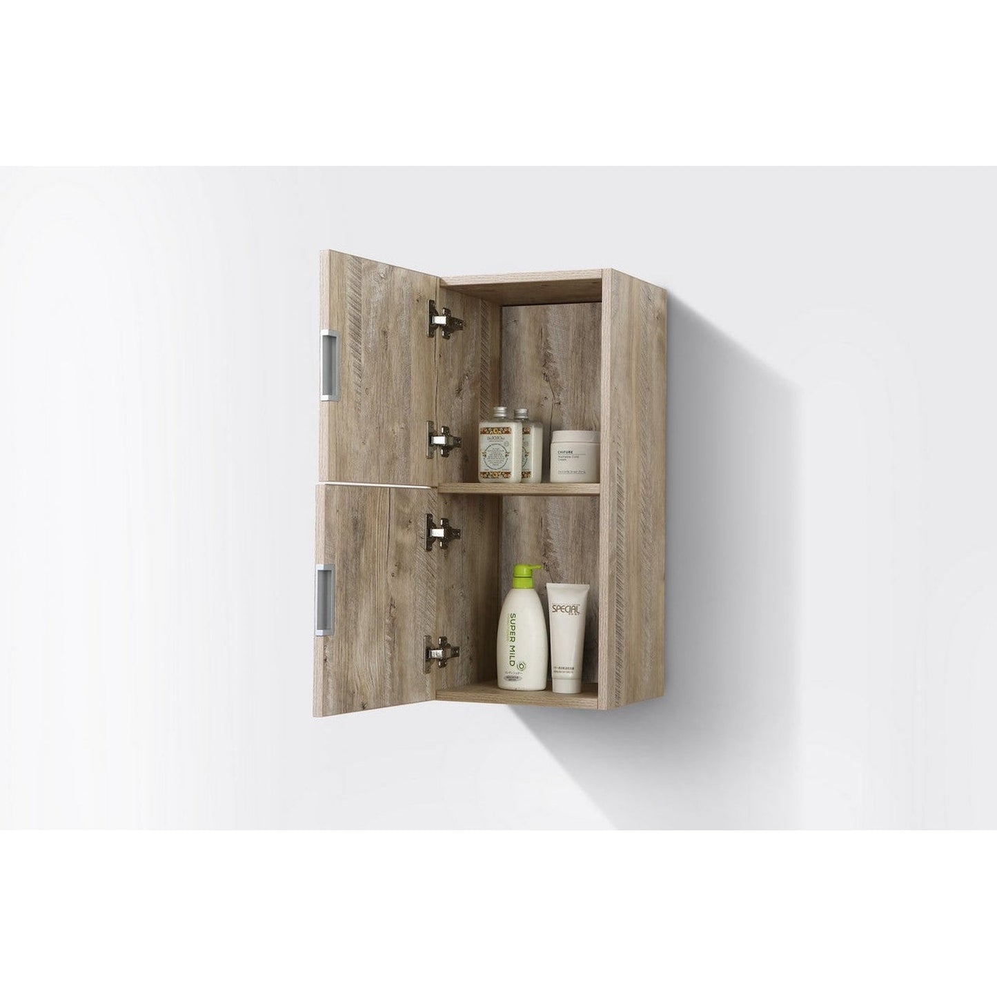 KubeBath Bliss 12"x 28" Nature Wood Linen Side Cabinet With Two Storage areas