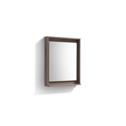 KubeBath Bliss 18" Butternut Wall-Mounted Modern Bathroom Vanity With Single Integrated Acrylic Sink With Overflow and 24" Butternut Framed Mirror With Shelf