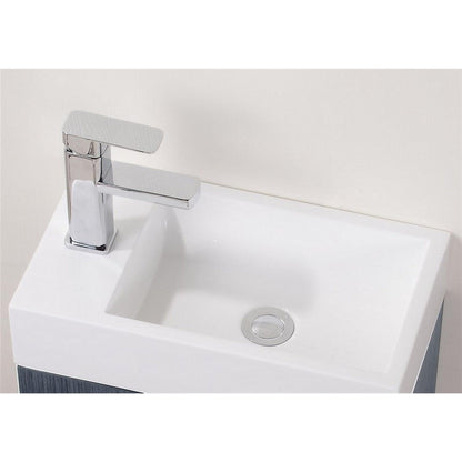 KubeBath Bliss 18" Gray Oak Wall-Mounted Modern Bathroom Vanity With Single Integrated Acrylic Sink With Overflow
