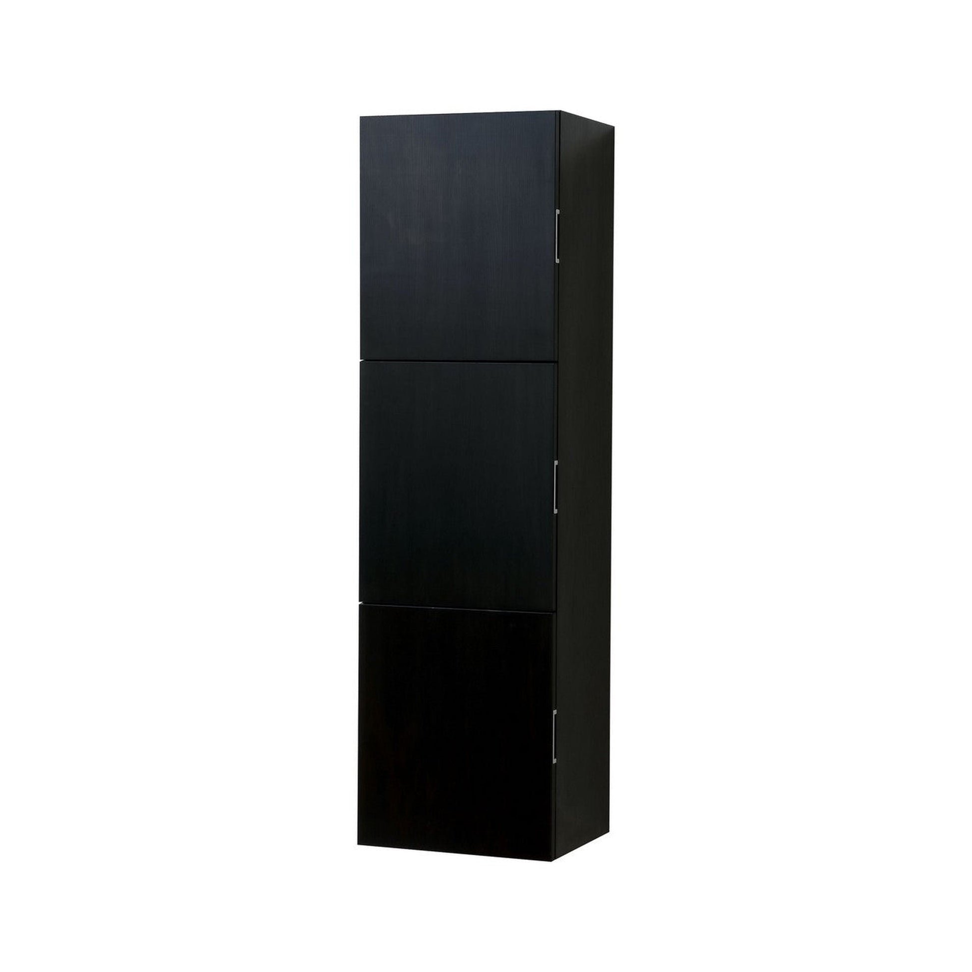 KubeBath Bliss 18" x 59" Black High Linen Wooden Side Cabinet With Three Storage Areas