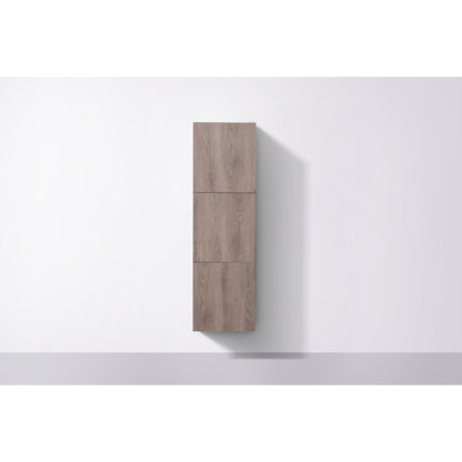 KubeBath Bliss 18"x 59" Butternut Wood Veneer Linen Side Cabinet With Three Storage Areas