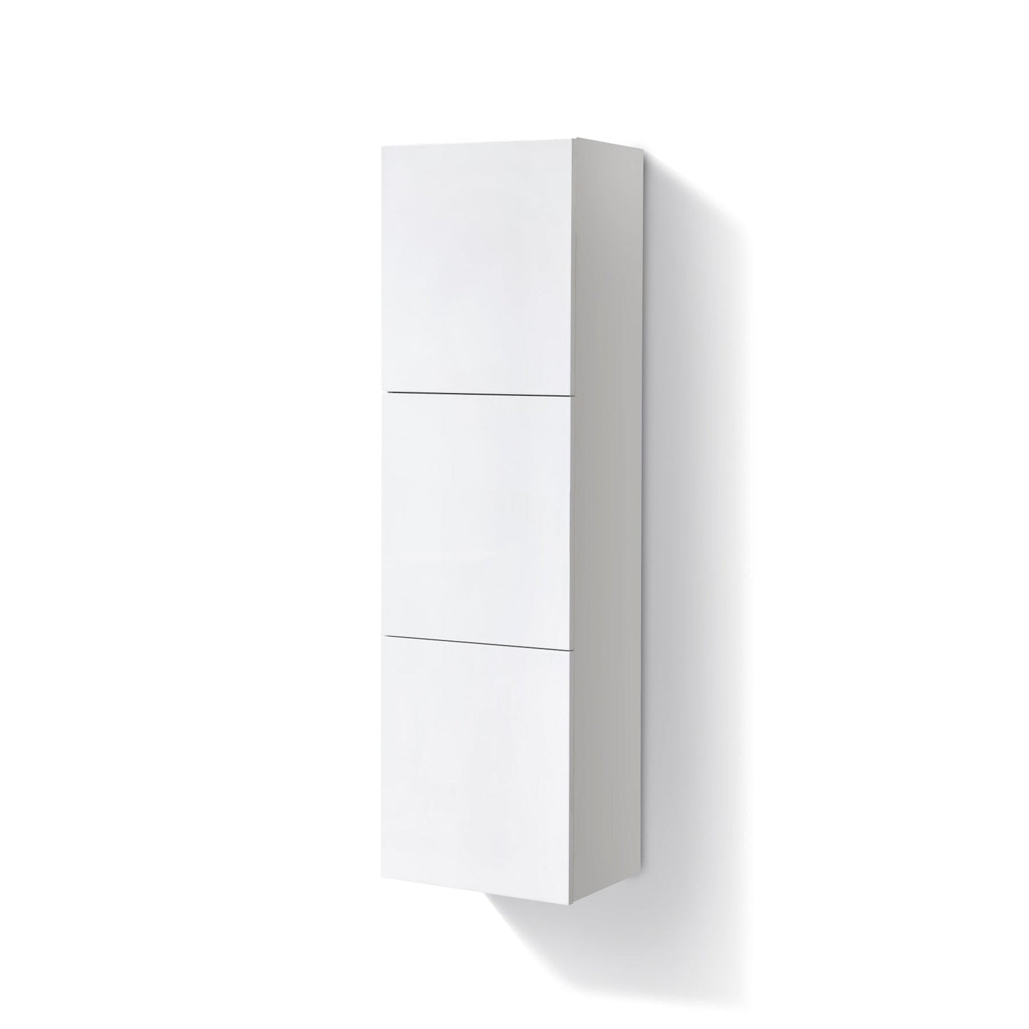 KubeBath Bliss 18"x 59" Gloss White Acrylic Veneer High Linen Side Cabinet With Three Storage Areas