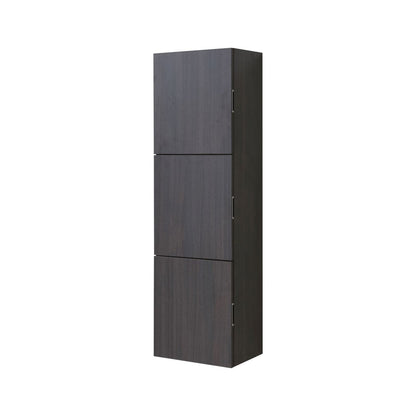 KubeBath Bliss 18"x 59" High Gloss Gray Oak Wood Veneer Linen Side Cabinet With Three Storage Areas