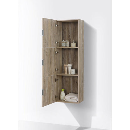 KubeBath Bliss 18"x 59" Nature Wood Linen Side Cabinet With Three Storage Areas
