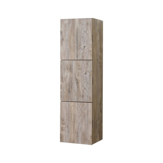 KubeBath Bliss 18"x 59" Nature Wood Linen Side Cabinet With Three Storage Areas