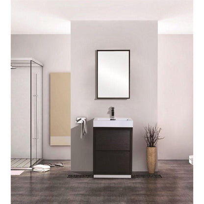 KubeBath Bliss 24" Black Freestanding Modern Bathroom Vanity With Single Integrated Acrylic Sink With Overflow