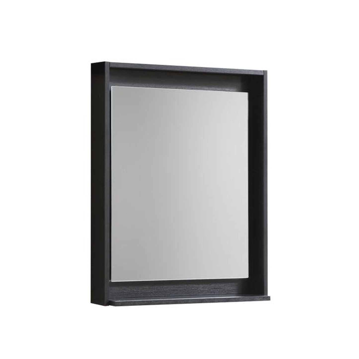 KubeBath Bliss 24" Black Freestanding Modern Bathroom Vanity With Single Integrated Acrylic Sink With Overflow and 22" Black Framed Mirror With Shelf