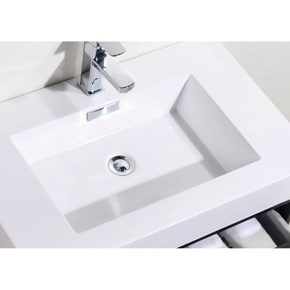 KubeBath Bliss 30" Black Wall-Mounted Modern Bathroom Vanity With Single Integrated Acrylic Sink With Overflow