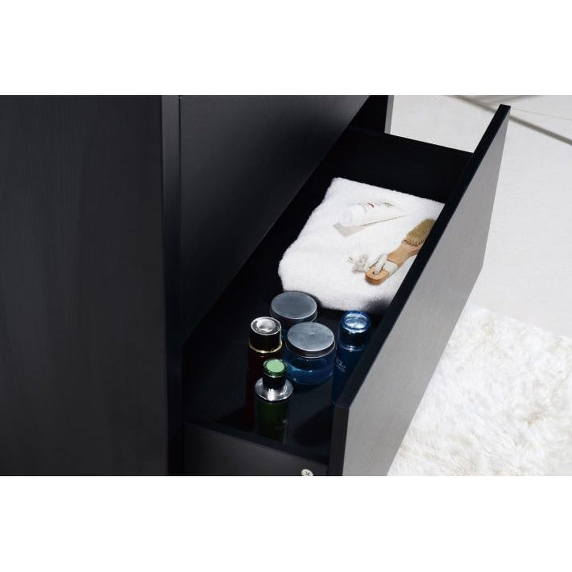 KubeBath Bliss 40" Black Freestanding Modern Bathroom Vanity With Single Integrated Acrylic Sink With Overflow