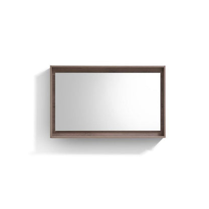 KubeBath Bliss 48" Butternut Freestanding Modern Bathroom Vanity With Single Integrated Acrylic Sink With Overflow and 48" Butternut Framed Mirror With Shelf