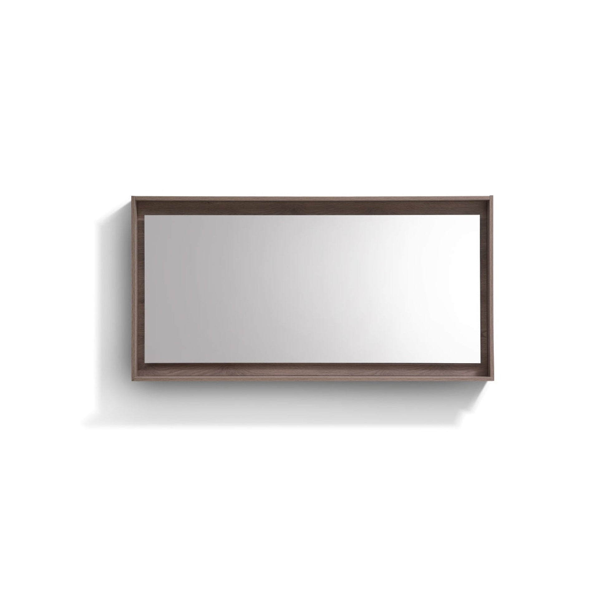 KubeBath Bliss 72" Butternut Wall-Mounted Modern Bathroom Vanity With Double Integrated Acrylic Sink With Overflow and 60" Framed Mirror With Shelf