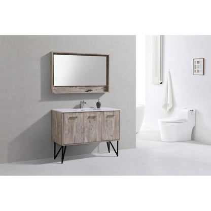 KubeBath Bosco 48" Nature Wood Modern Freestanding Bathroom Vanity With Single Undermount Sink With Overflow