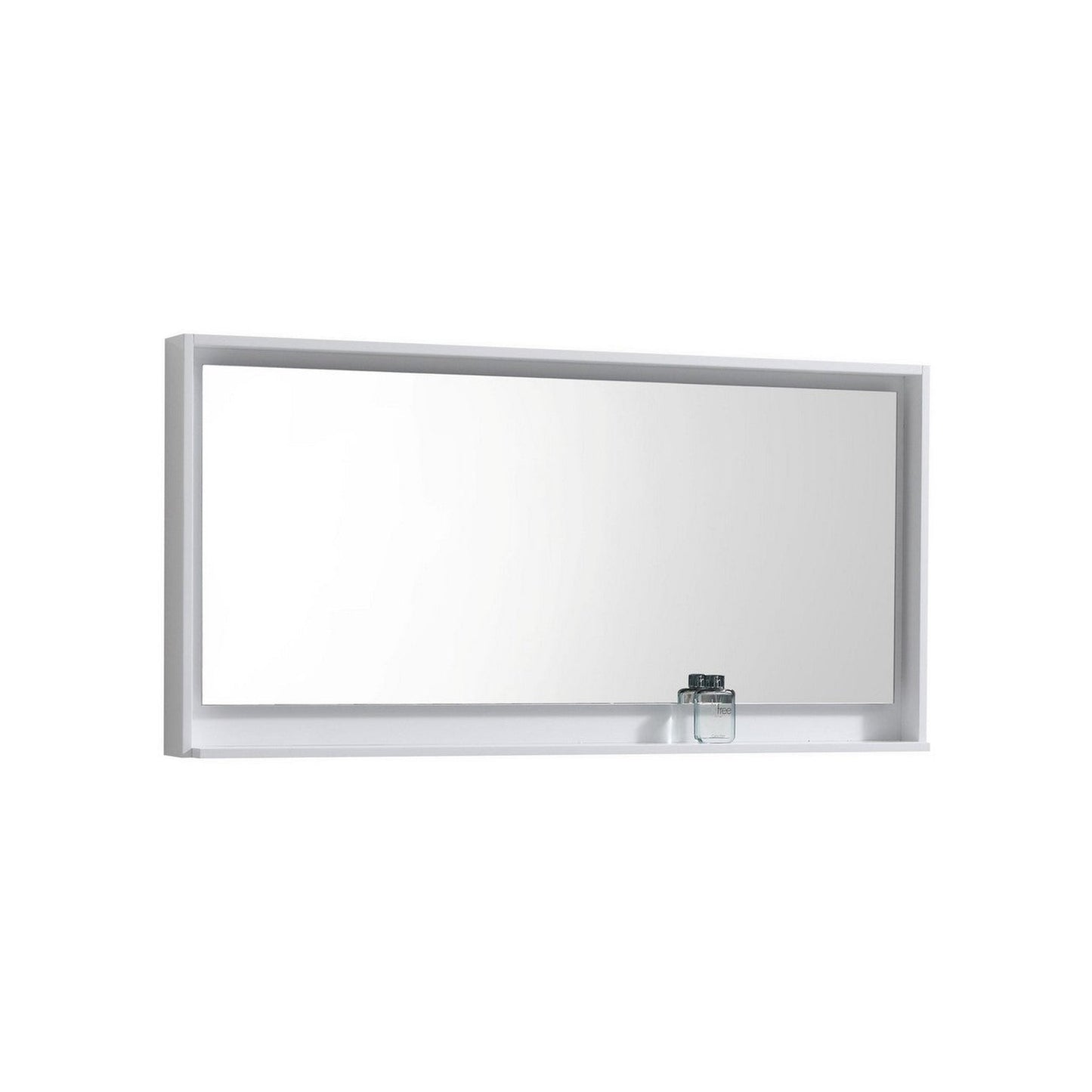 KubeBath Bosco 60" High Gloss White Modern Freestanding Bathroom Vanity With Single Undermount Sink With Overflow and 60" White Framed Mirror