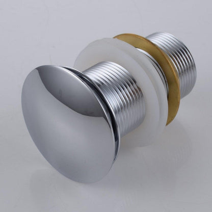 KubeBath Polished Chrome Solid Brass Pop-Up Drain With No Overflow