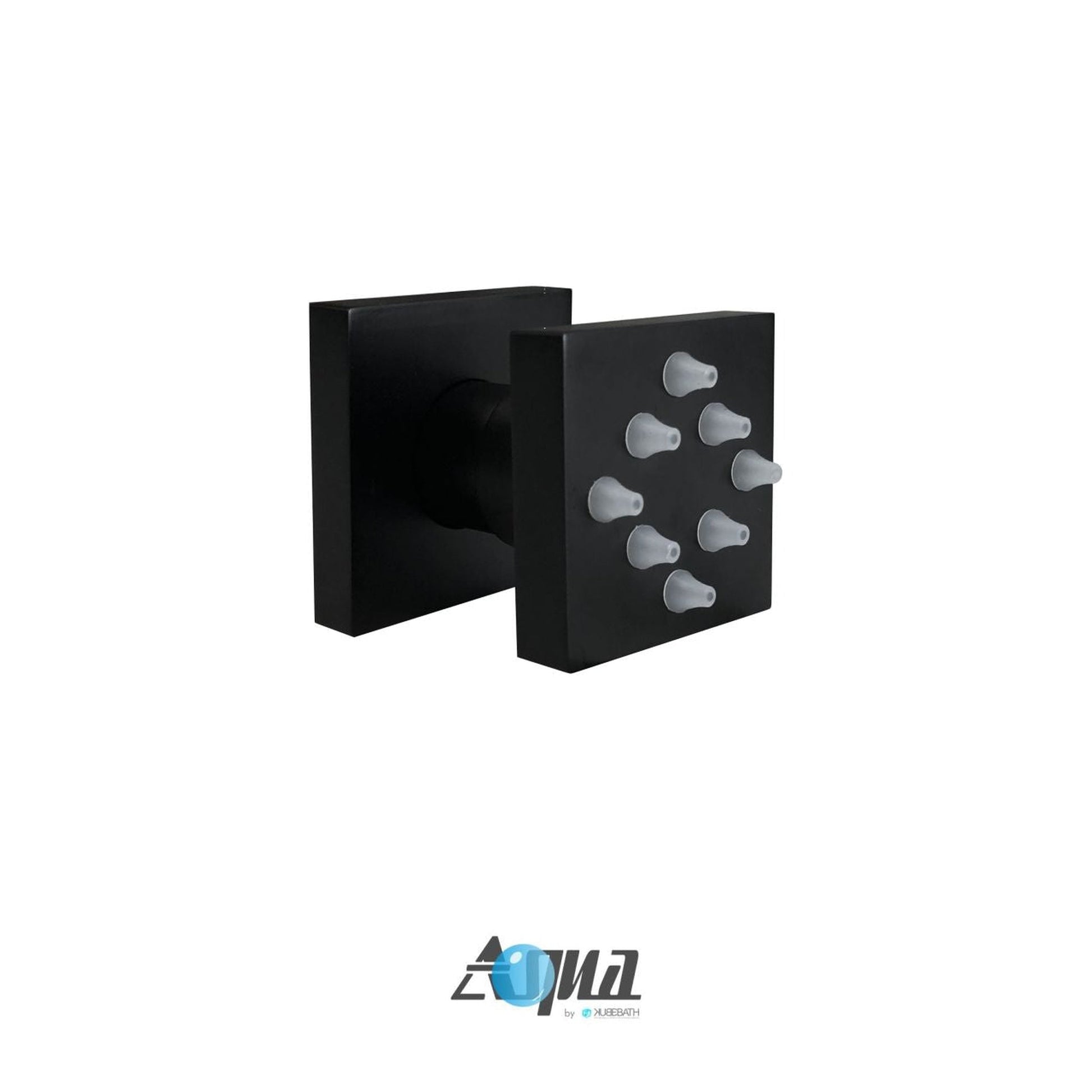 Kubebath Aqua Piazza 12" Matte Black Ceiling Mount Square Rain Shower and 4 Body Jets Set