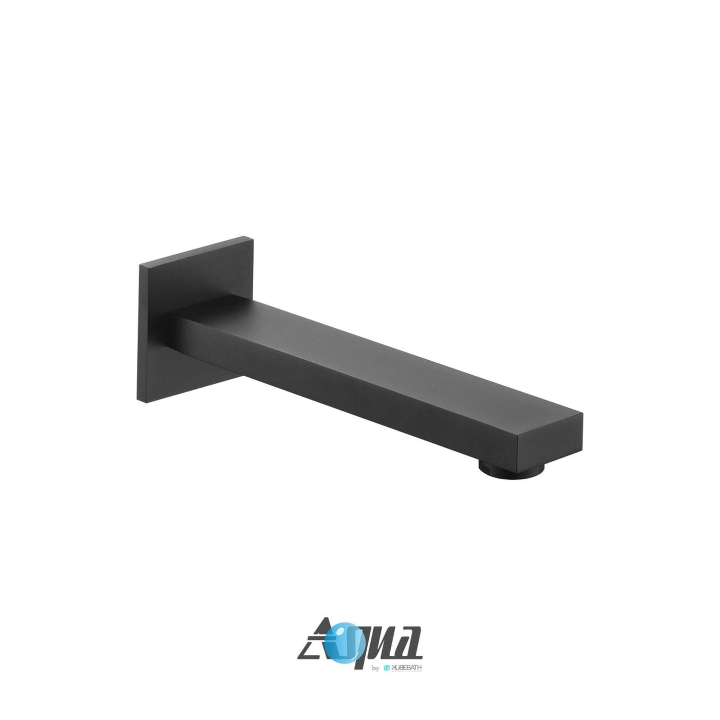 Kubebath Aqua Piazza 12" Matte Black Ceiling Mount Square With Tub Filler and 4 Body Jets Rain Shower Set