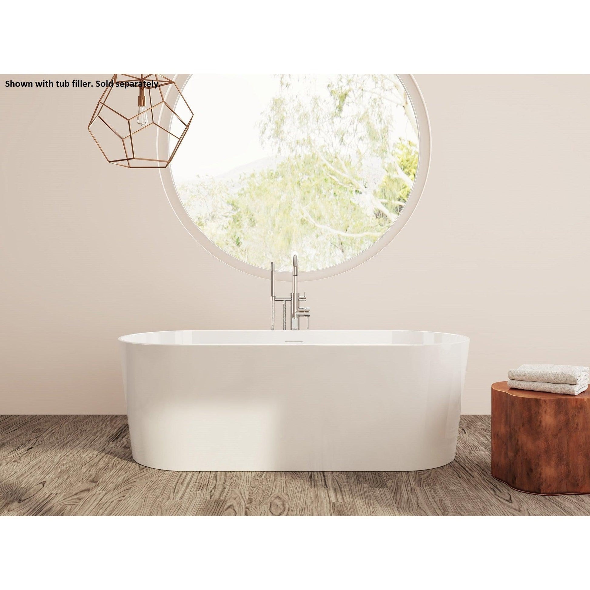 LaToscana Akoya Andorra 67" White Gloss Freestanding Acrylic Soaking Bathtub