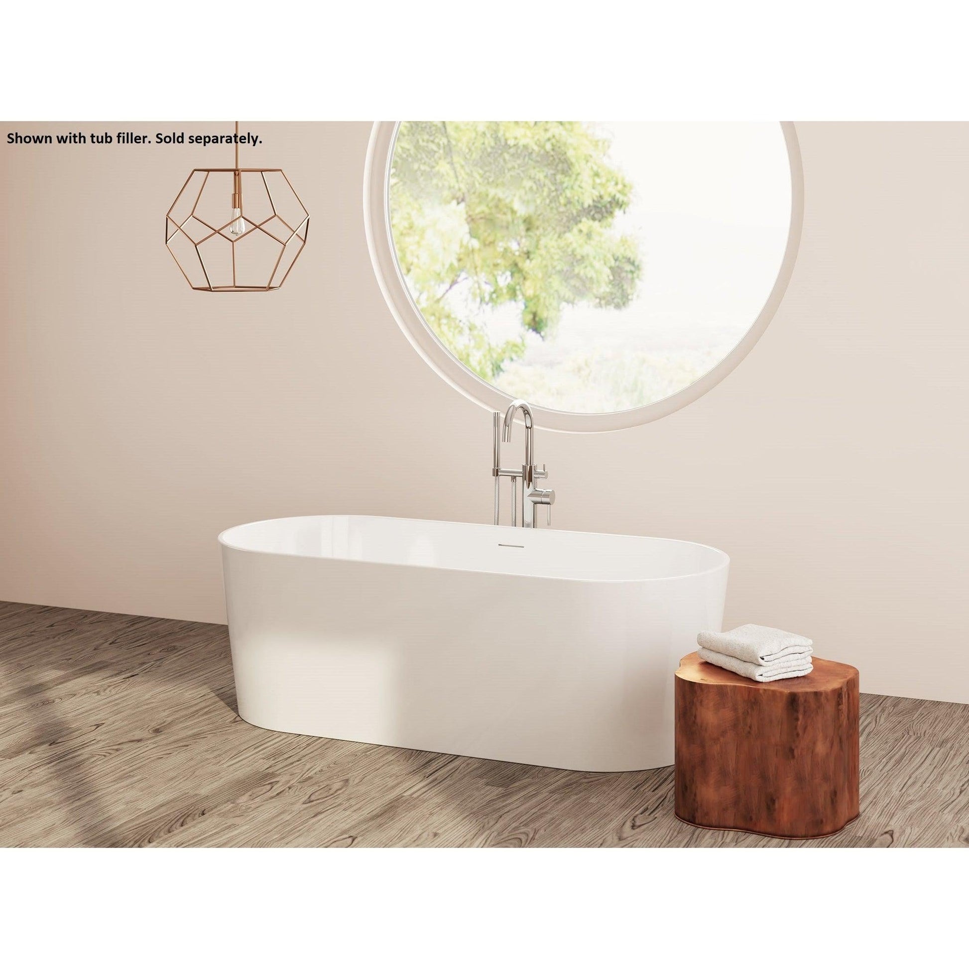 LaToscana Akoya Andorra 67" White Gloss Freestanding Acrylic Soaking Bathtub
