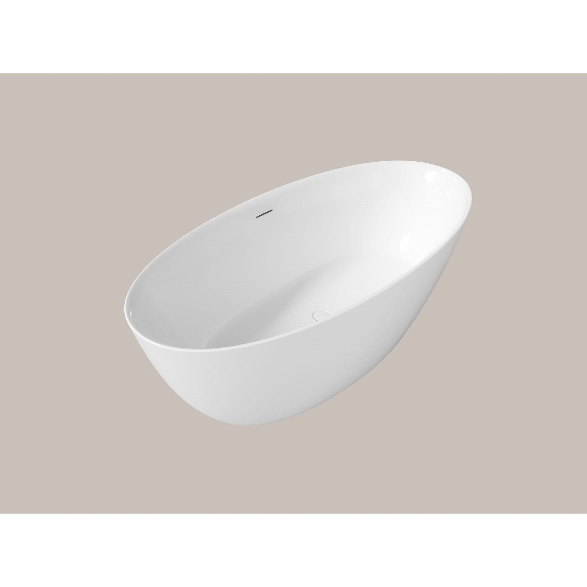 LaToscana Akoya Biella 59" White Gloss Freestanding Acrylic Soaking Bathtub