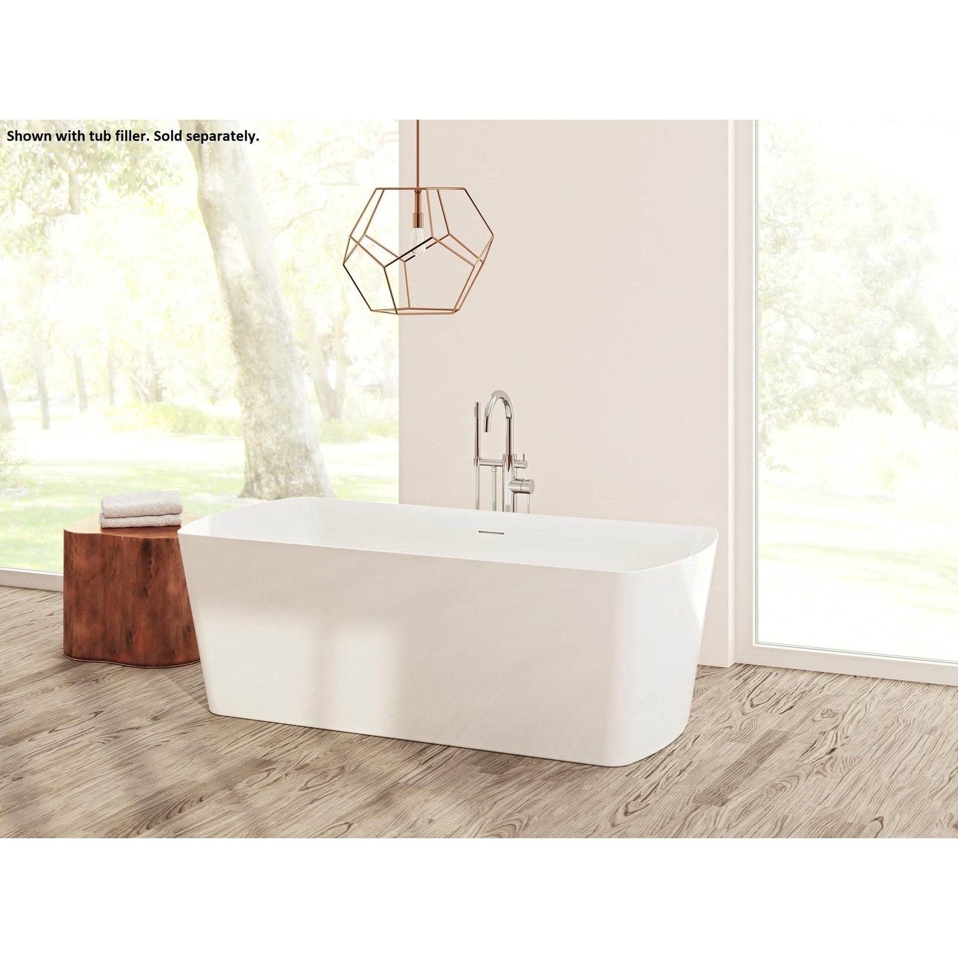 LaToscana Akoya Bilbao 59" White Gloss Freestanding Acrylic Soaking Bathtub