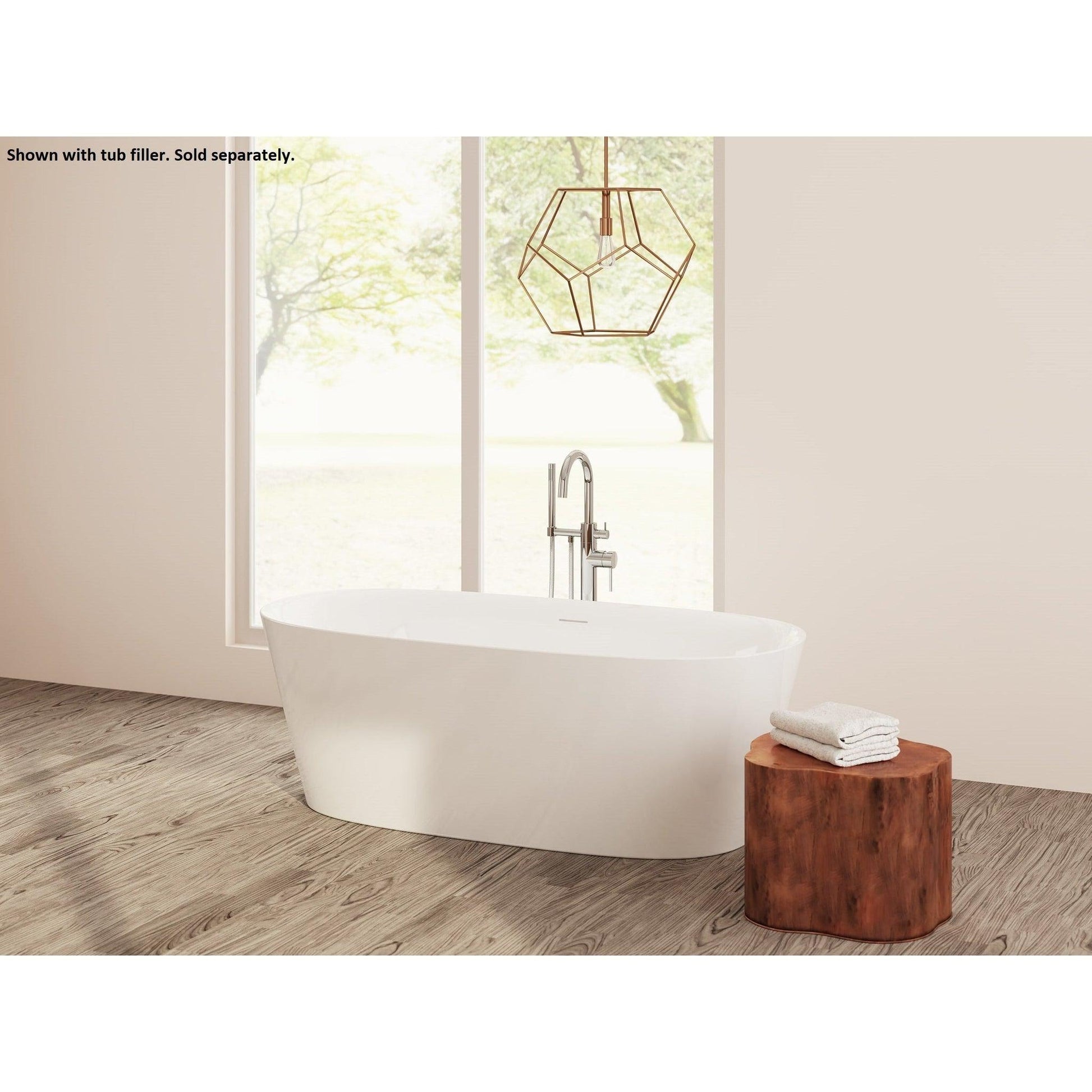 LaToscana Akoya Lucca 67" White Gloss Freestanding Acrylic Soaking Bathtub