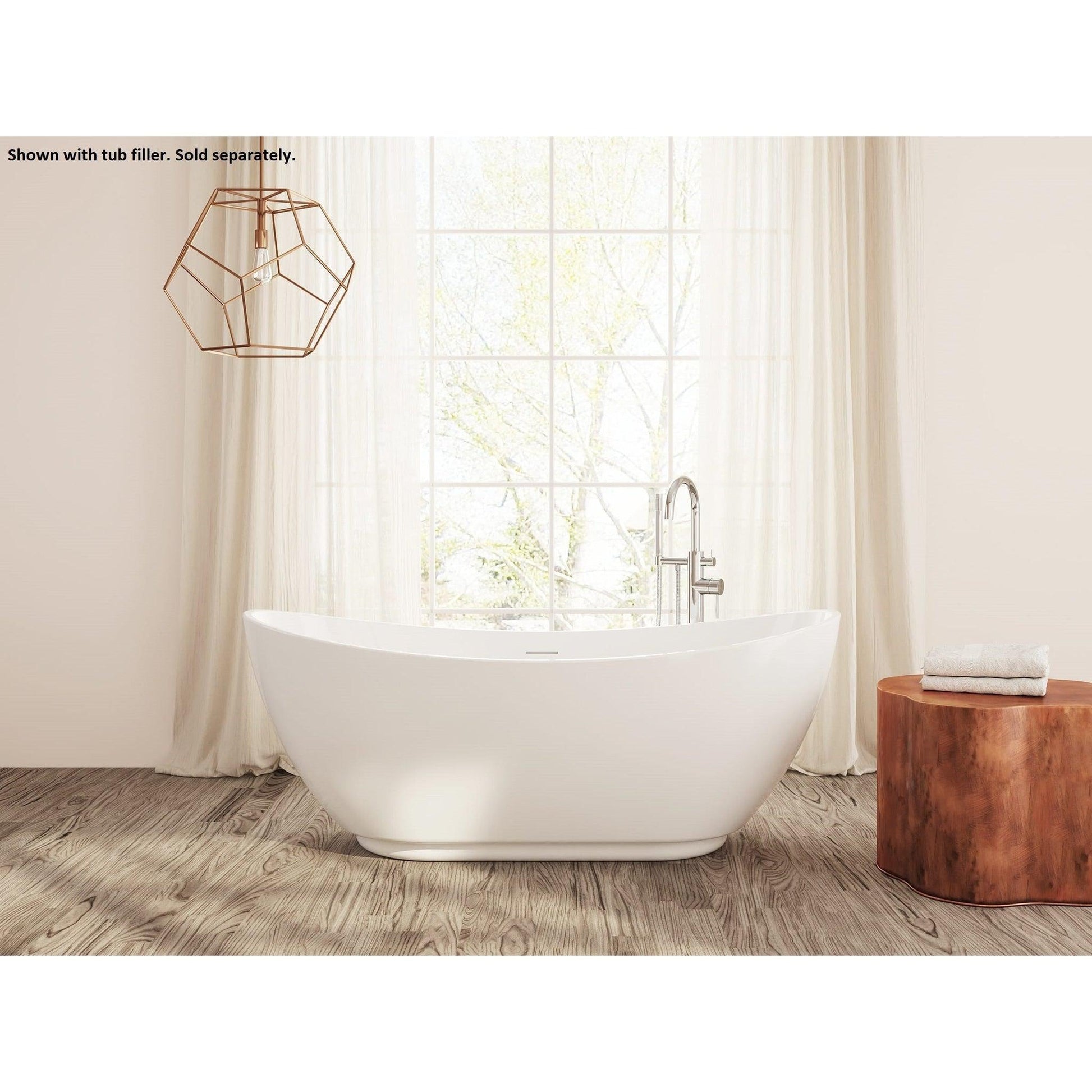 LaToscana Akoya Roma 62" White Gloss Freestanding Acrylic Soaking Bathtub