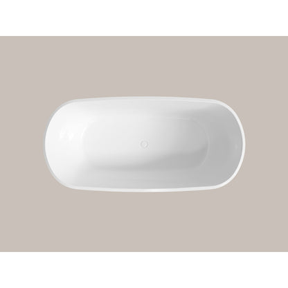 LaToscana Akoya Sona 59" White Gloss Freestanding Acrylic Soaking Bathtub