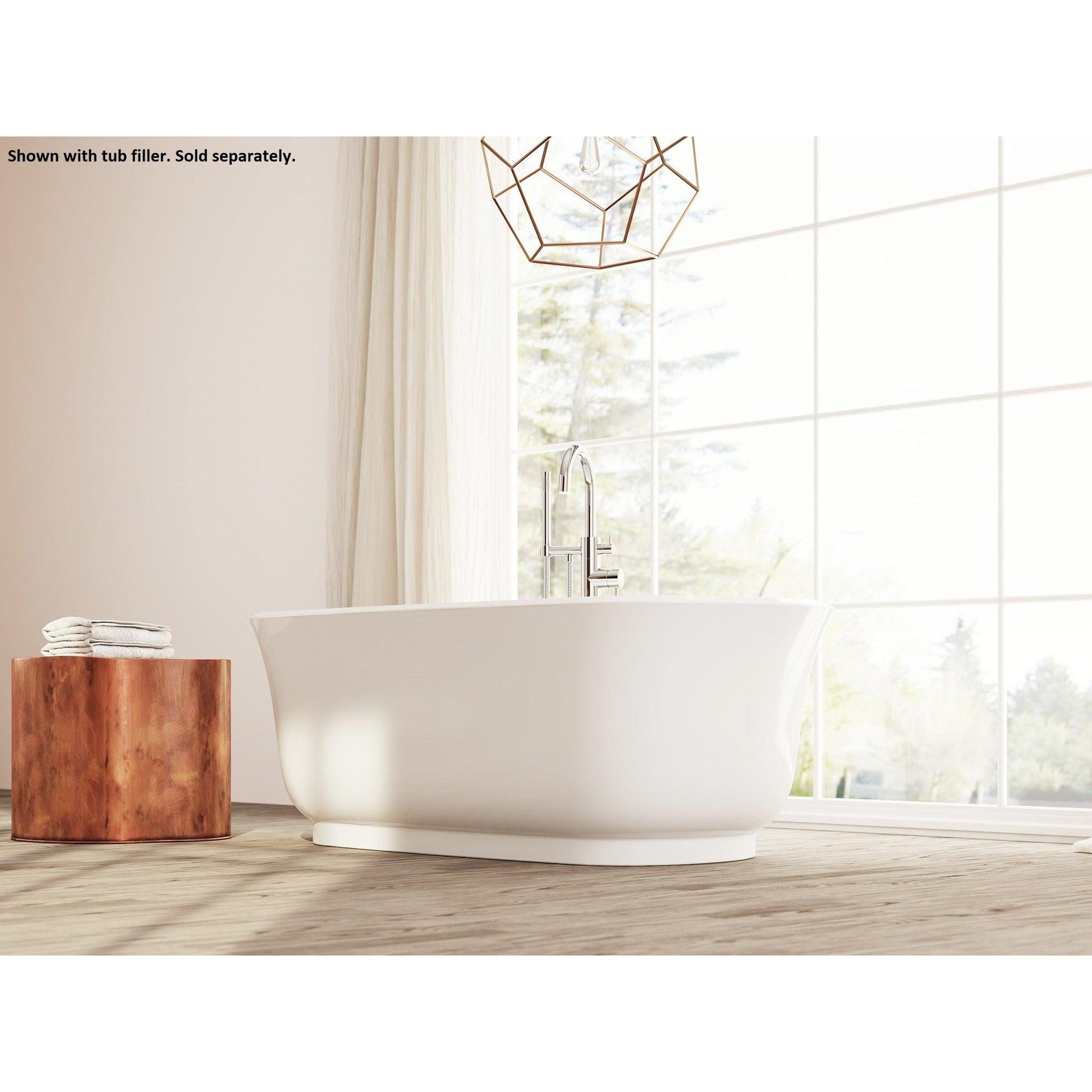 LaToscana Akoya Sona 67" White Gloss Freestanding Acrylic Soaking Bathtub