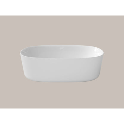 LaToscana Akoya Spessa 59" White Gloss Freestanding Acrylic Soaking Bathtub