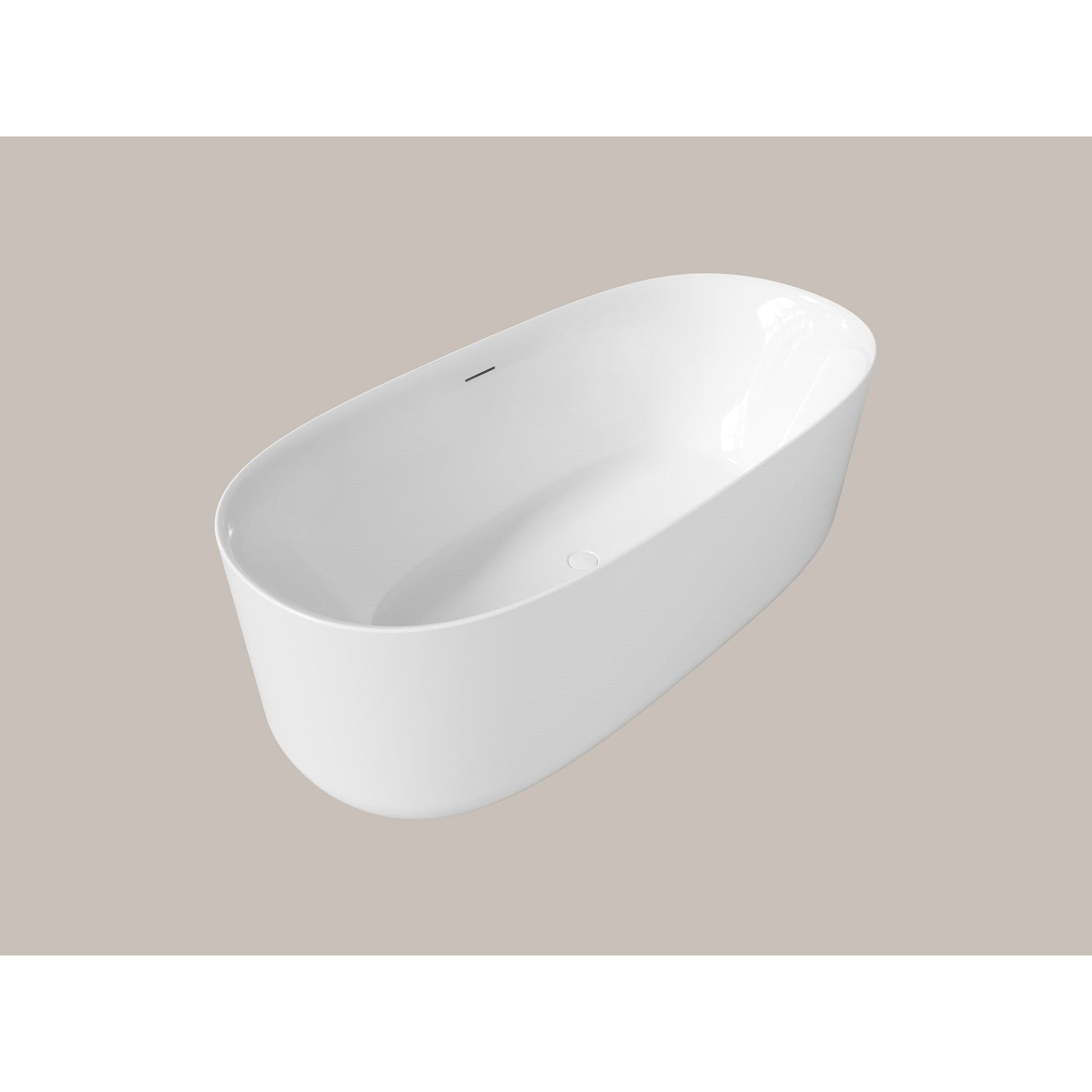 LaToscana Akoya Spessa 63" White Gloss Freestanding Acrylic Soaking Bathtub