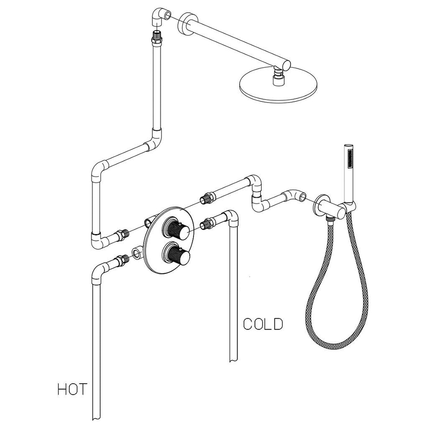 LaToscana Alessandra Chrome Thermostatic Shower Kit With Handheld Shower