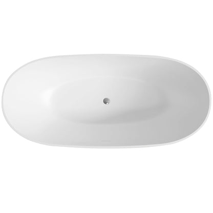 LaToscana Eco-Lapistone Genova 70" Matte Black Freestanding Solid Surface Soaking Bathtub