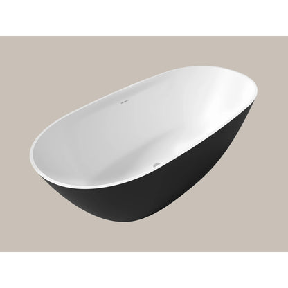 LaToscana Eco-Lapistone Genova 70" Matte Black Freestanding Solid Surface Soaking Bathtub