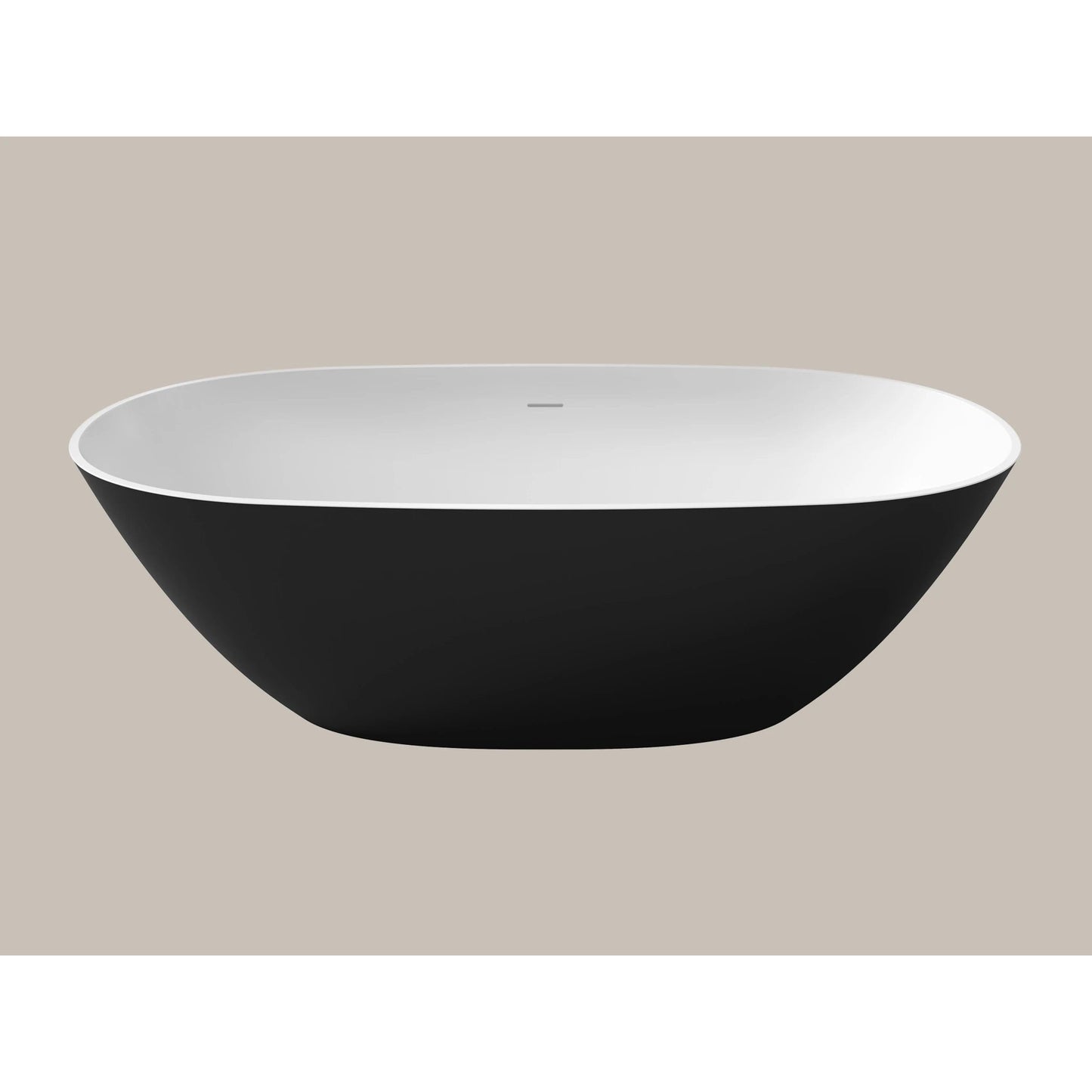 LaToscana Eco-Lapistone Genova 70" Matte Black Freestanding Solid Surface Soaking Bathtub