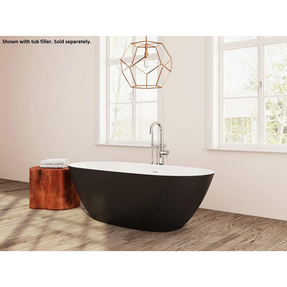 LaToscana Eco-Lapistone Genova 70" Matte Black Freestanding Solid Surface Soaking Bathtub