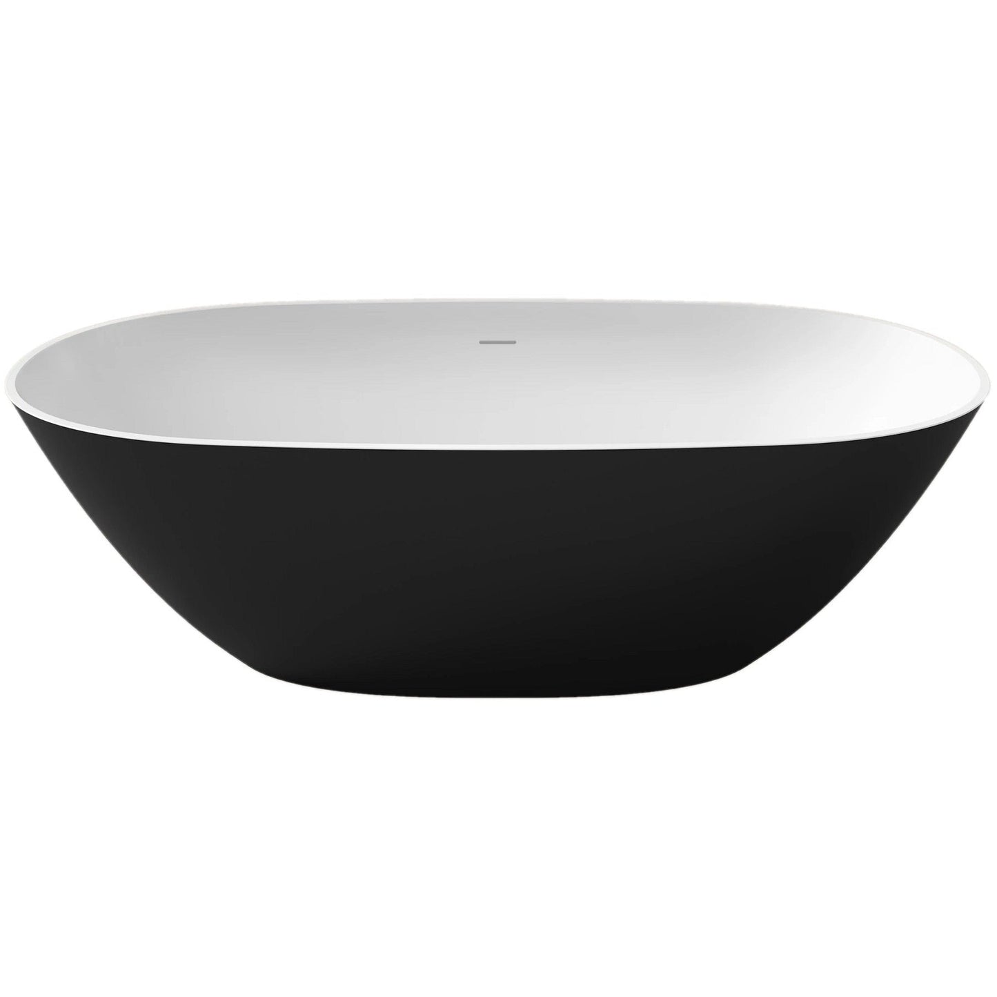 LaToscana Eco-Lapistone Genova 70" Matte Black Freestanding Solid Surface Soaking Bathtub