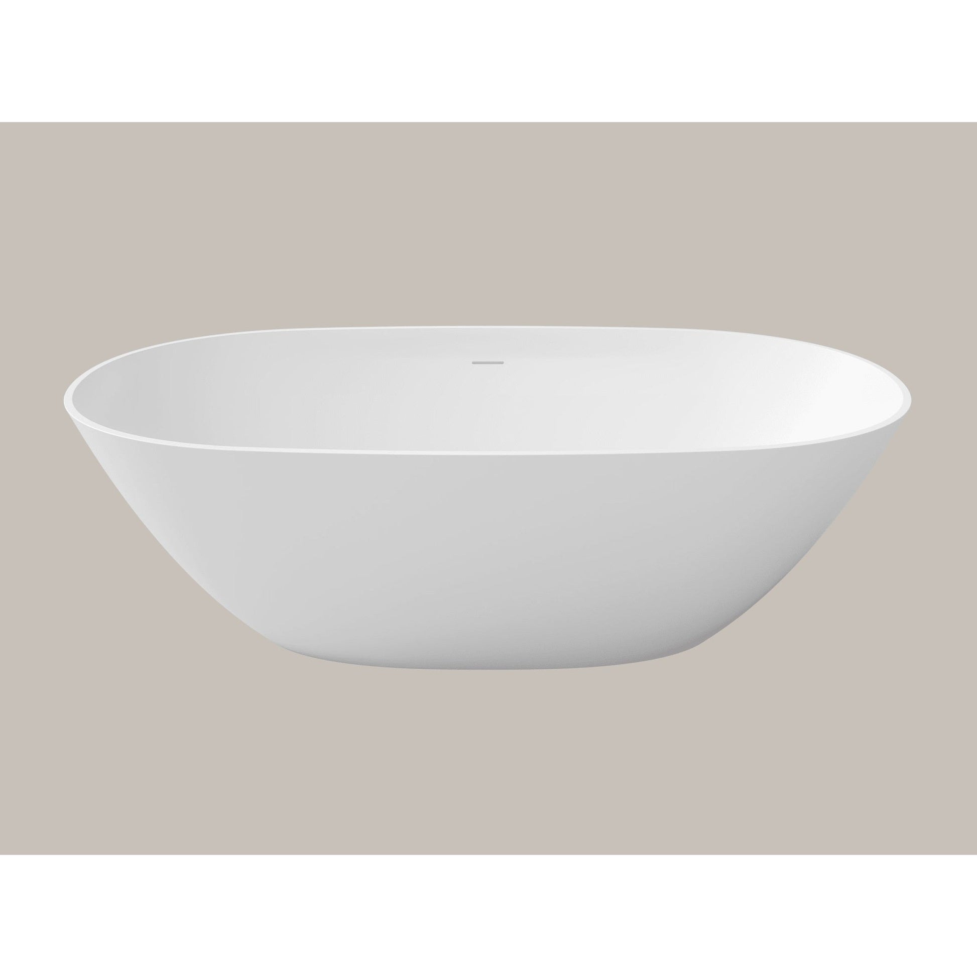 LaToscana Eco-Lapistone Genova 70" White Satin Freestanding Solid Surface Soaking Bathtub