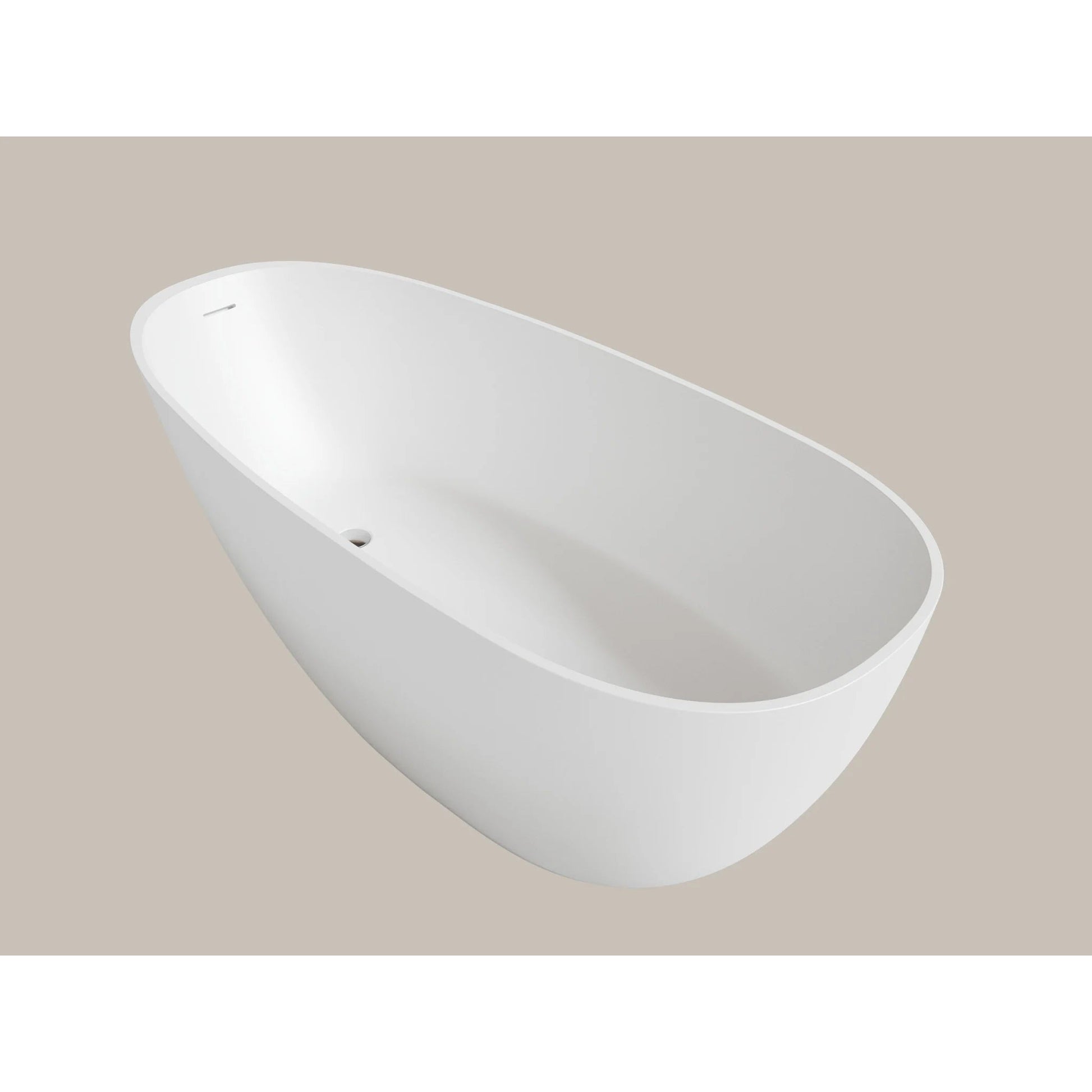 LaToscana Eco-Lapistone Mandia 67" White Satin Freestanding Solid Surface Soaking Bathtub