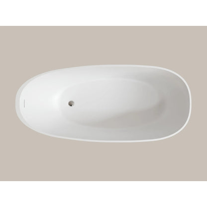 LaToscana Eco-Lapistone Mandia 67" White Satin Freestanding Solid Surface Soaking Bathtub