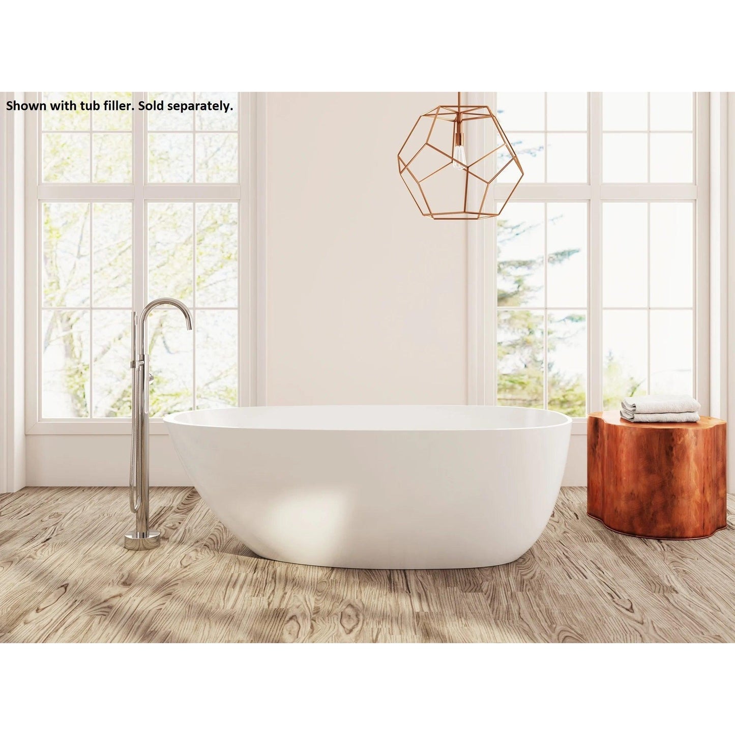 LaToscana Eco-Lapistone Mandia 67" White Satin Freestanding Solid Surface Soaking Bathtub