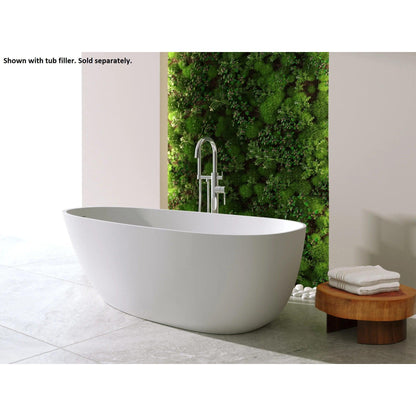 LaToscana Eco-Lapistone Mandia 67" White Satin Freestanding Solid Surface Soaking Bathtub